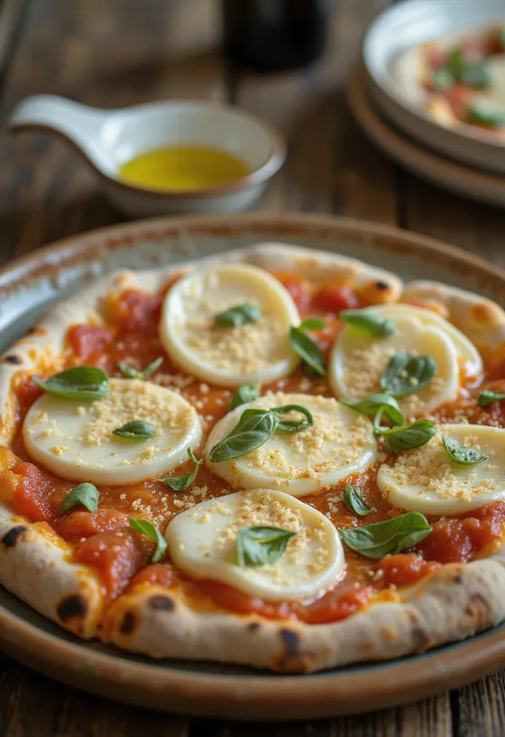 Pizza Cilentana z mozzarellą di Bufala i serem provolone