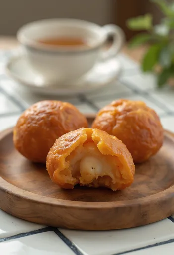 Sata Andagi z batatami, podane jako chrupiące i pyszne pączki.