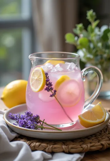 Lemoniada lawendowa podana w szklance