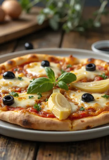 Pizza z karczochami i oliwkami