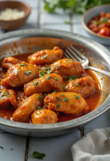 Vindaloo z kurczakiem, podawany w pikantnym sosie