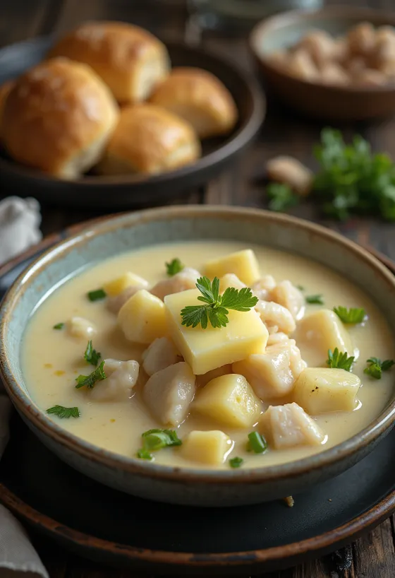 Cullen Skink na maśle, udekorowane świeżą pietruszką