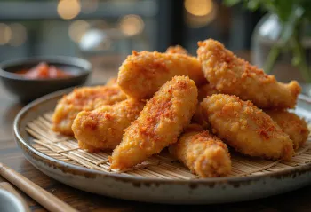 Karaage z shichimi togarashi, chrupiące kawałki kurczaka usmażone na złoty kolor