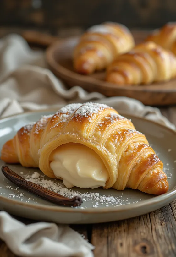 Croissant z wanilią Bourbon podany na talerzu