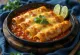 Pieczona enchilada z limonką, podawana z serem i śmietaną