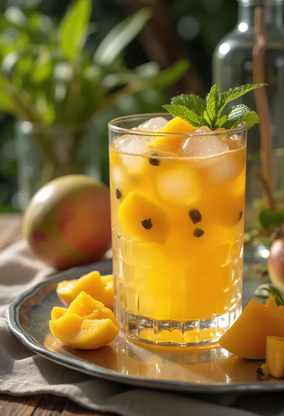 Cydr z mango i marakują świeżo podany