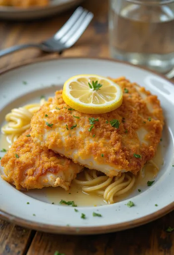 Chrupiąca milanesa z czosnkiem, usmażona na złoty kolor