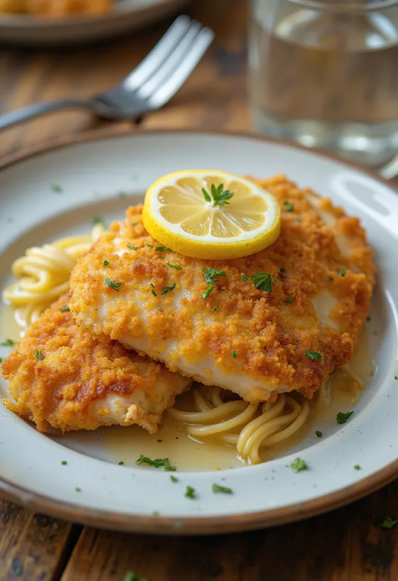Chrupiąca milanesa z czosnkiem, usmażona na złoty kolor