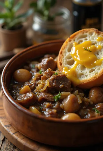 Carbonnade Flamande podawane z puree ziemniaczanym
