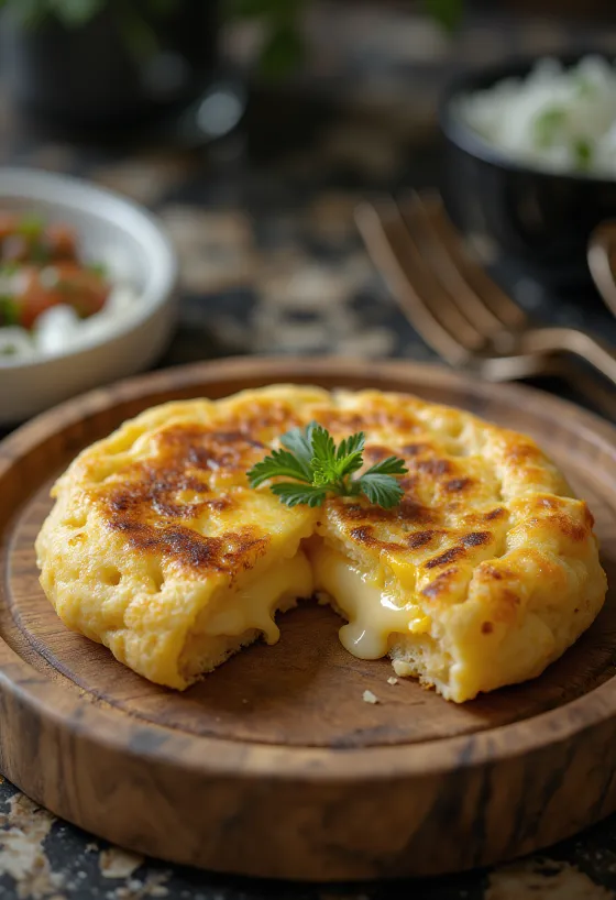 Klasyczna Arepa podana w stylu koreańskim