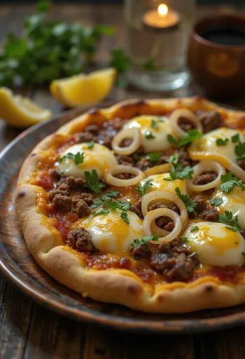 Pizza Egiziana podana na stół