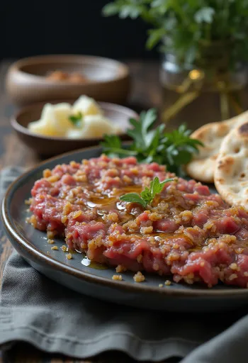 Kibbeh Nayyeh surowa przystawka mięsna podana