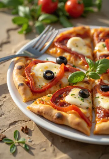 Pizza Española z chorizo, czerwoną papryką i oliwkami