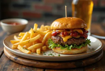 Miodowy burger BBQ podany do stołu